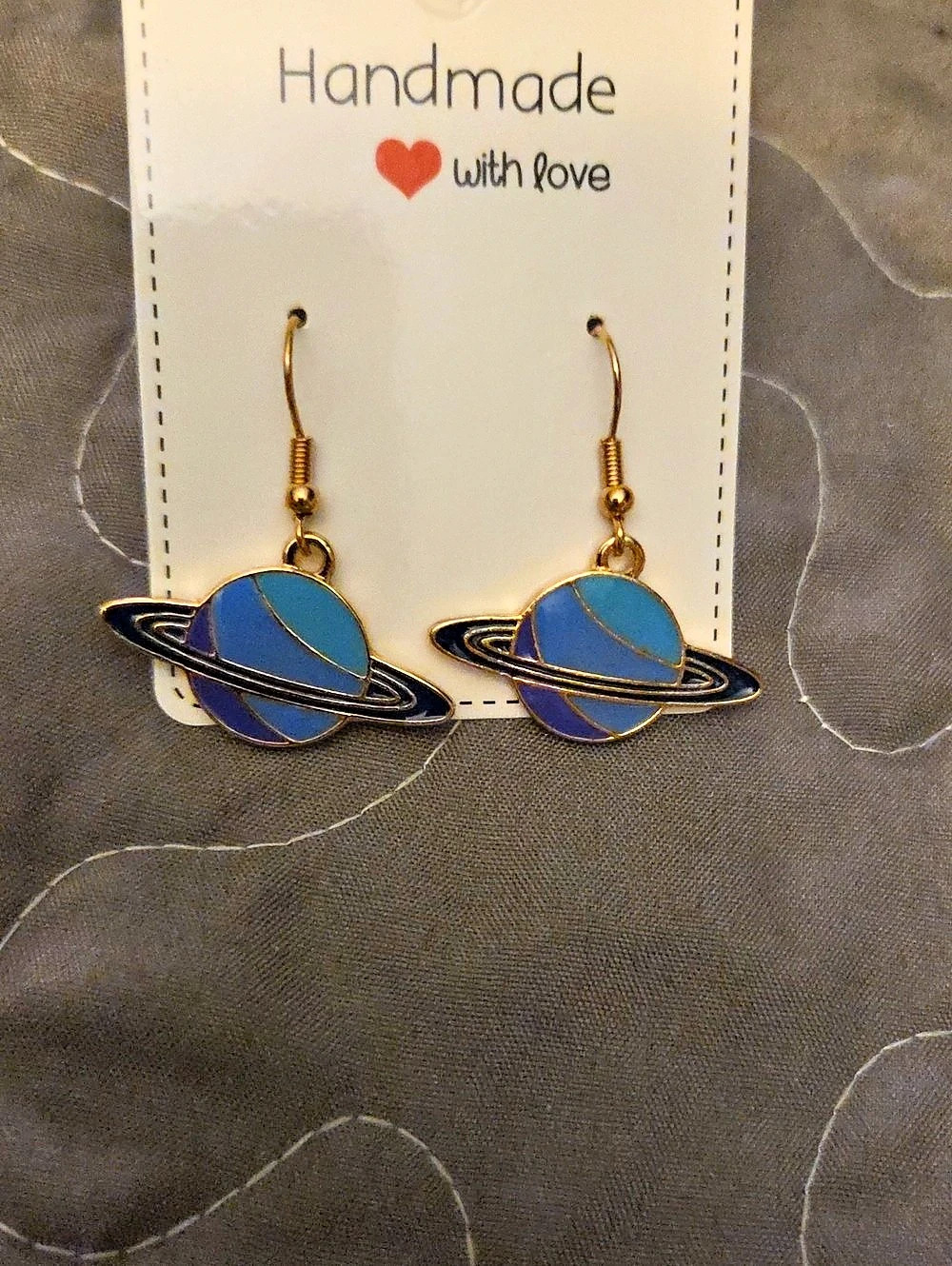 Planet Earrings in Blue & Gold